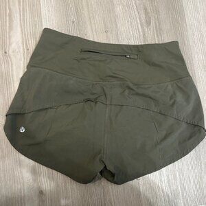 Olive Green Lululemon Speed Up High-Rise Lined Short 2.5" - size 4